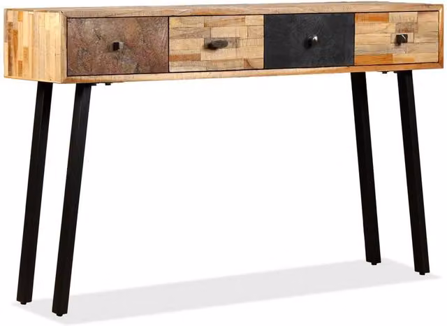 Berkfield Home Solid Reclaimed Teak Console Table, Brown and Multicolour, W/D/H: 120 x 30 x 76 cm