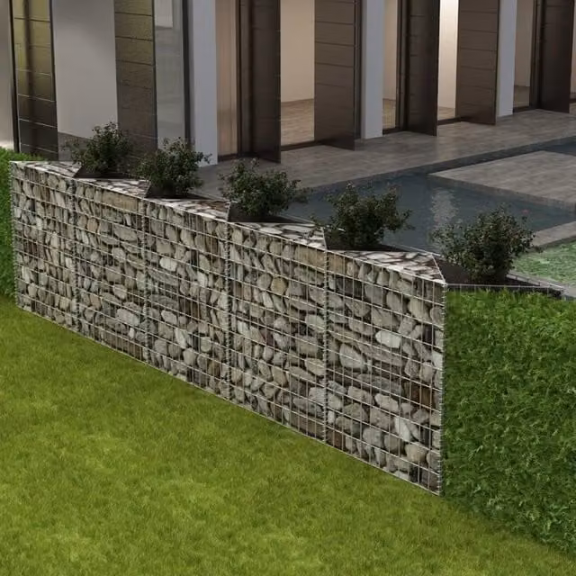 Berkfield Home Galvanised Steel Gabion Basket in Silver, W/D/H: 300 x 30 x 100 cm – 1