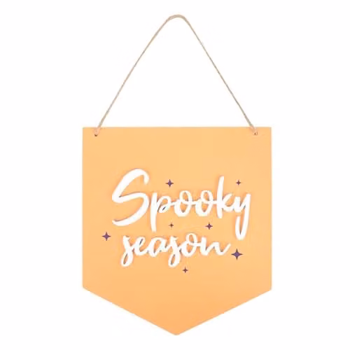 KDMD Orange Spooky Season Halloween Hanging Wall Plaque