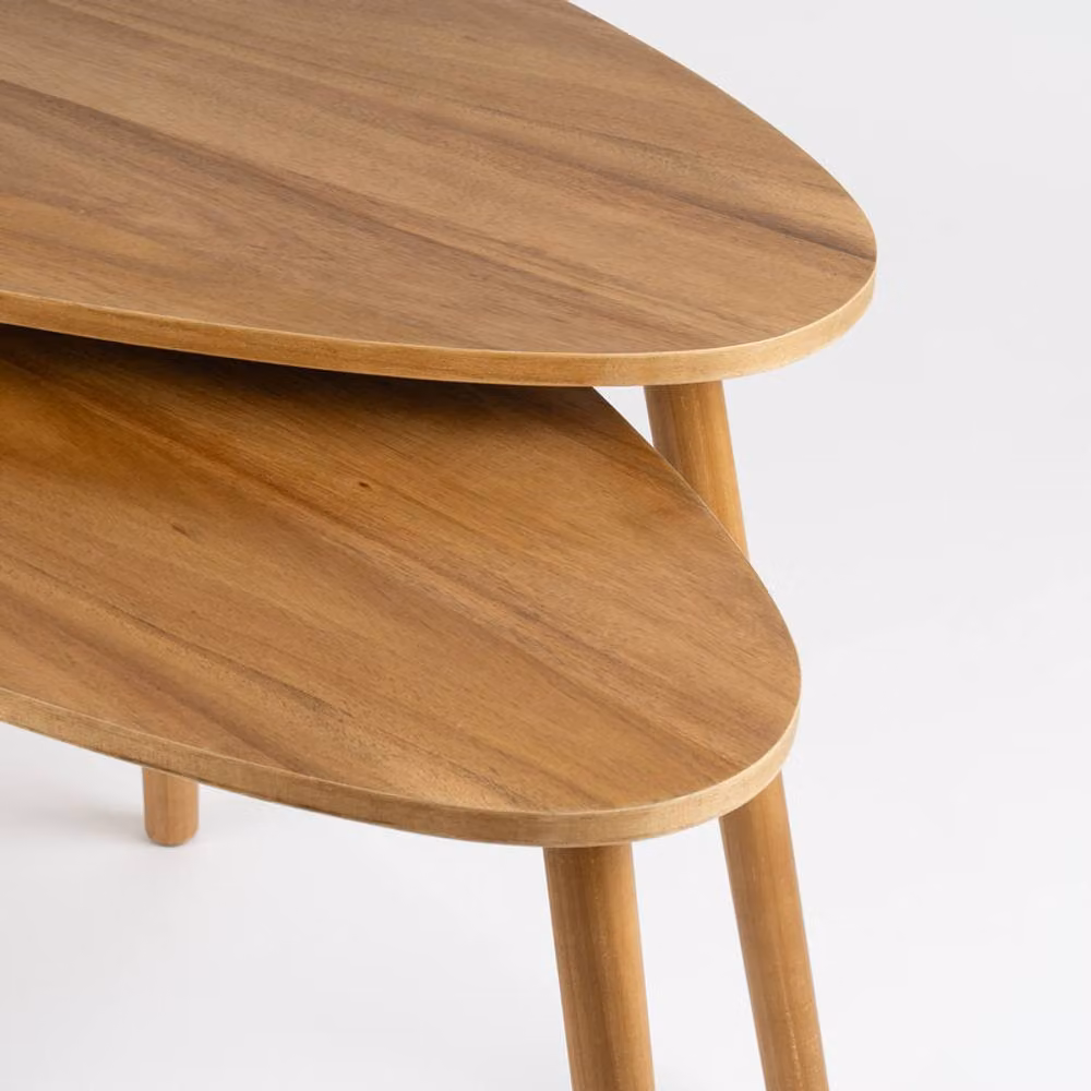 Scottish Everlastings Ltd Set of 2 Modern Oval Wooden Nesting Tables in Brown and Beige – 2