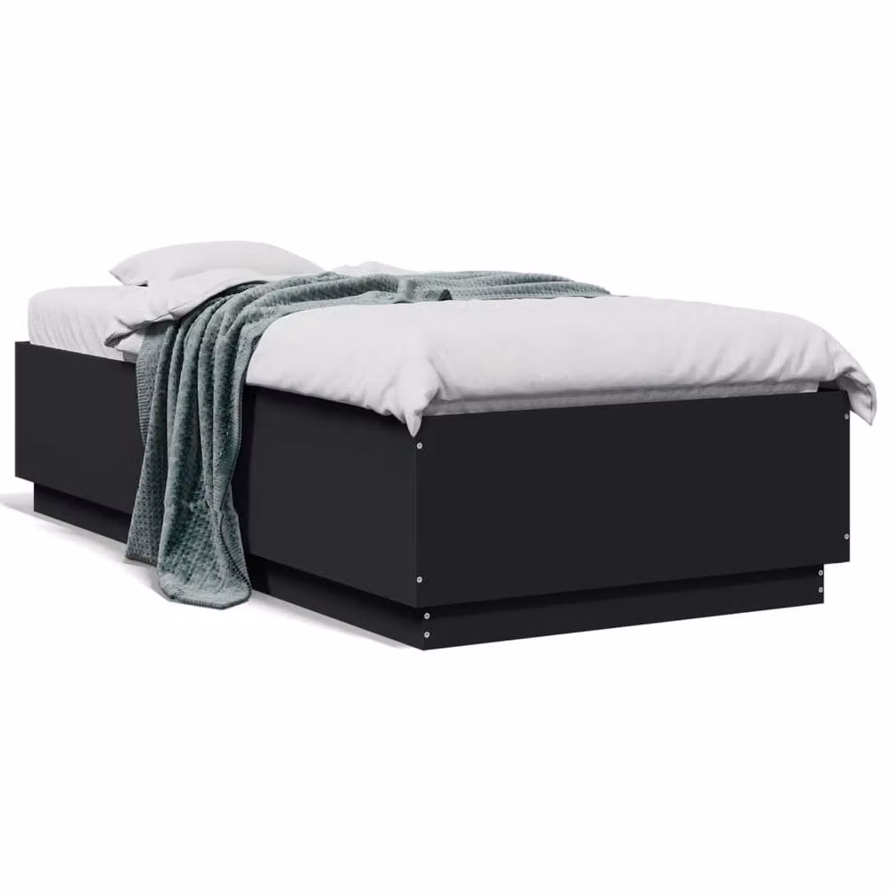 Berkfield Home Modern Upholstered Bed Frame in Black, W/D/H: 80 x 190 x 78 cm – 3
