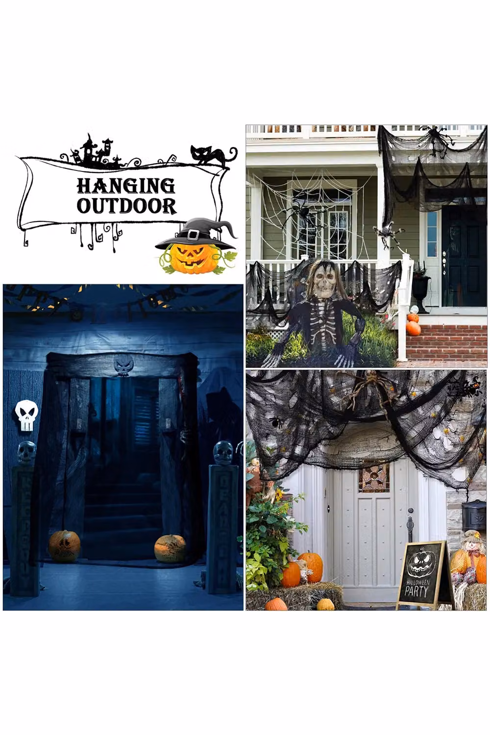 Living and Home 2-Piece Set of Black Creepy Halloween Hanging Textile Cloths – 4
