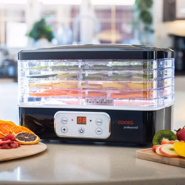 Cooks Professional 5 Tier Food Dehydrator with Timer and Auto Shut-off, Black