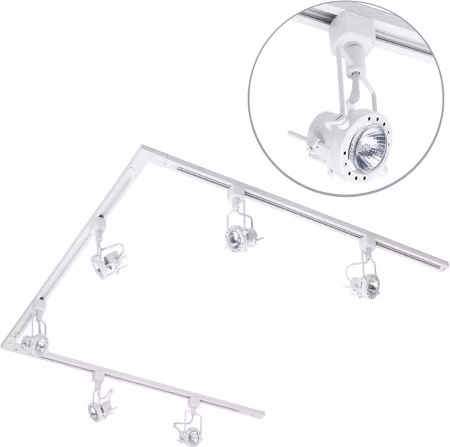 Litecraft 3m U-Shape Track Light Kit with Greenwich Spotlight Heads and LED Bulbs in White