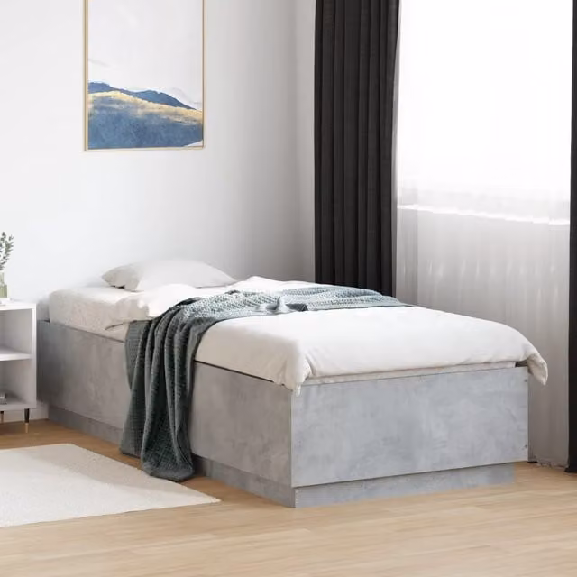 Berkfield Home Modern Bed Frame in Grey, W/D/H: 100 x 200 cm – 1