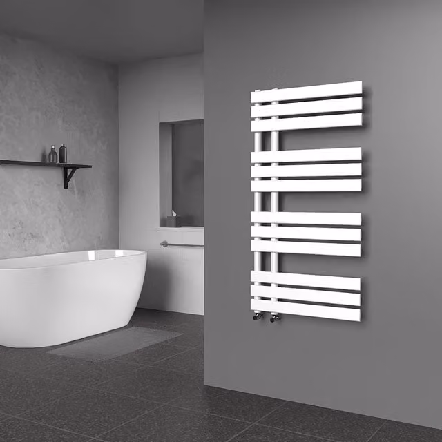 Lux Heat Open Flat White Towel Radiator in Matt White, W: 60.0 cm, H: 118.0 cm