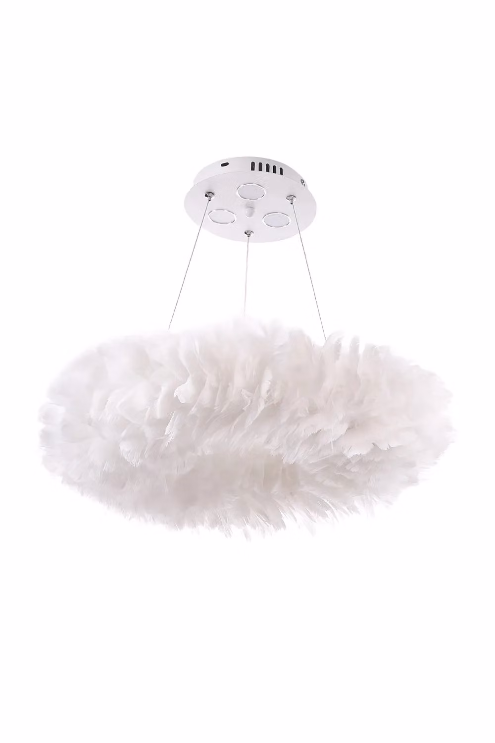 Living and Home Chic Feather 6-Light Chandelier Pendant Light in White – 2
