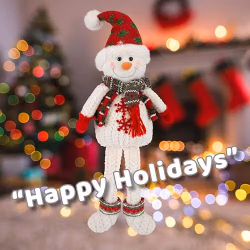 VFM e-Store Christmas Freestanding Snowman Decoration in White and Green, H 51.5 cm x W 23.5 cm – 3