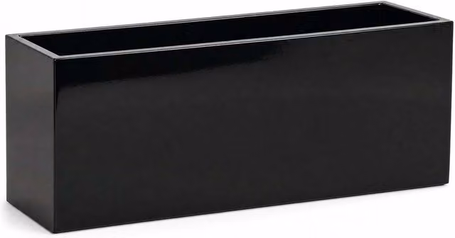 Glossy Black Zinc Galvanised Steel Trough Planter with Liner W/D/H: 120 x 40 x 40 cm