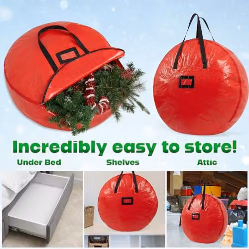 Deco Express Christmas Wreath Storage Bag in Red – 5