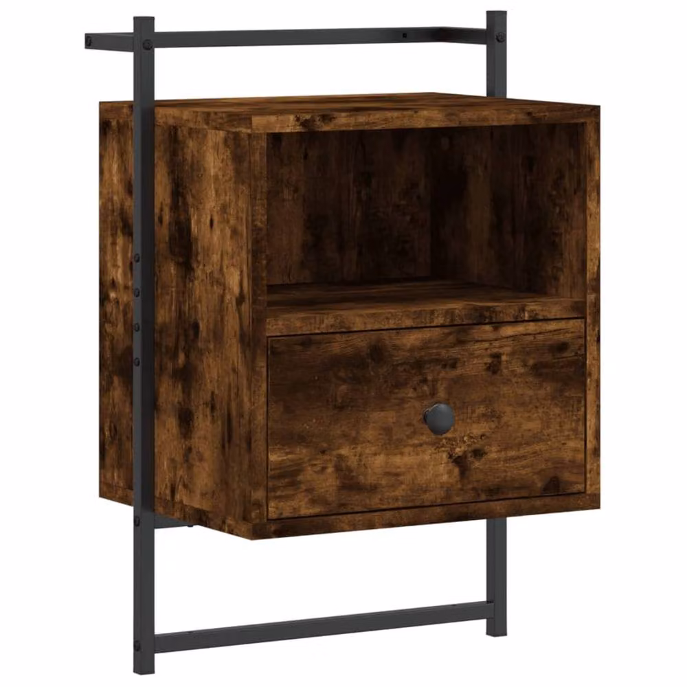 Berkfield Home Wall-mounted Decorative Bedside Cabinet in Smoked Oak Brown, W/D/H: 40 x 30 x 61 cm – 3