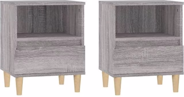 Berkfield Home Set of 2 Bedside Cabinets in Grey Sonoma, W/D/H: 40 x 35 x 50 cm