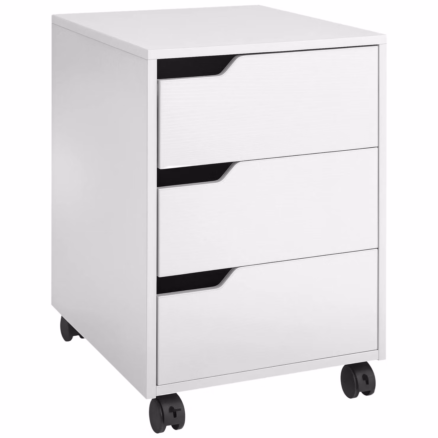 HOMCOM 3 Drawer Mobile File Cabinet with Lock and Castors, White – 2