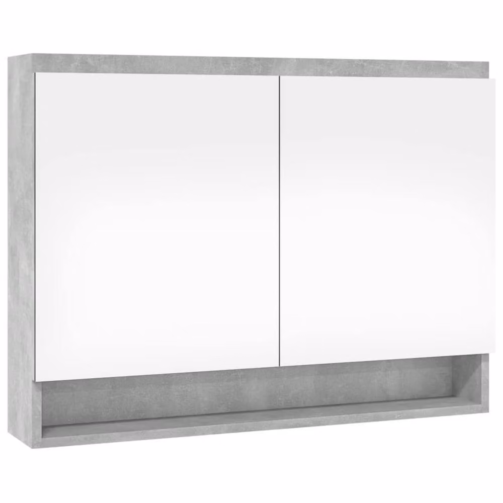 Berkfield Home Modern Bathroom Mirror Cabinet in Concrete Grey, W/D/H: 80 x 15 x 60 cm – 3
