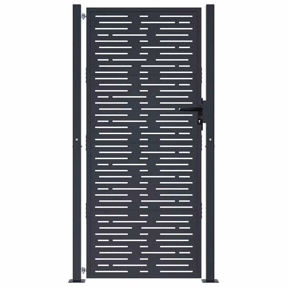 Berkfield Home Anthracite Steel Square Design Garden Swing Gate, W/H: 105 x 180 cm, Dark Grey – 3