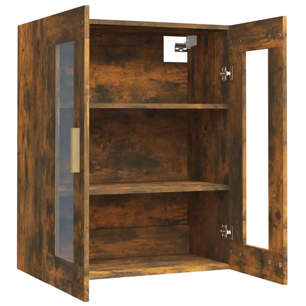 Berkfield Home Hanging Wall Cabinet in Smoked Oak Brown with Glass Doors, W/D/H: 69.5 x 34 x 90 cm – 3