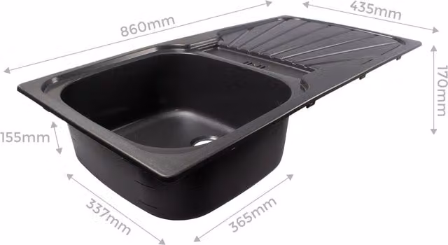 Black Reversible Single Bowl Countertop Sink