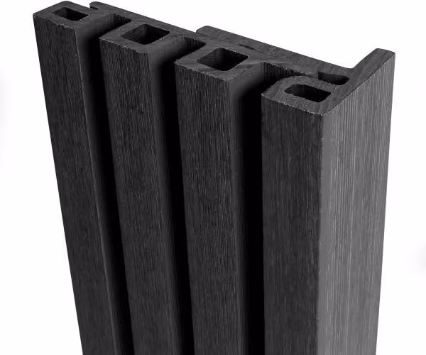 Ecoscape WPC Composite Slatted Cladding End Trim, 3.6m, Midnight