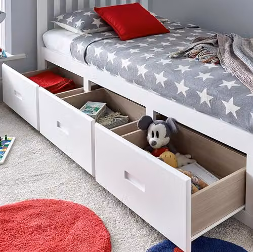 Bedmaster Quest Single Wooden Storage Bed with 3 Drawers in White, W/D/H: 90 x 190 x 40.2 cm – 2