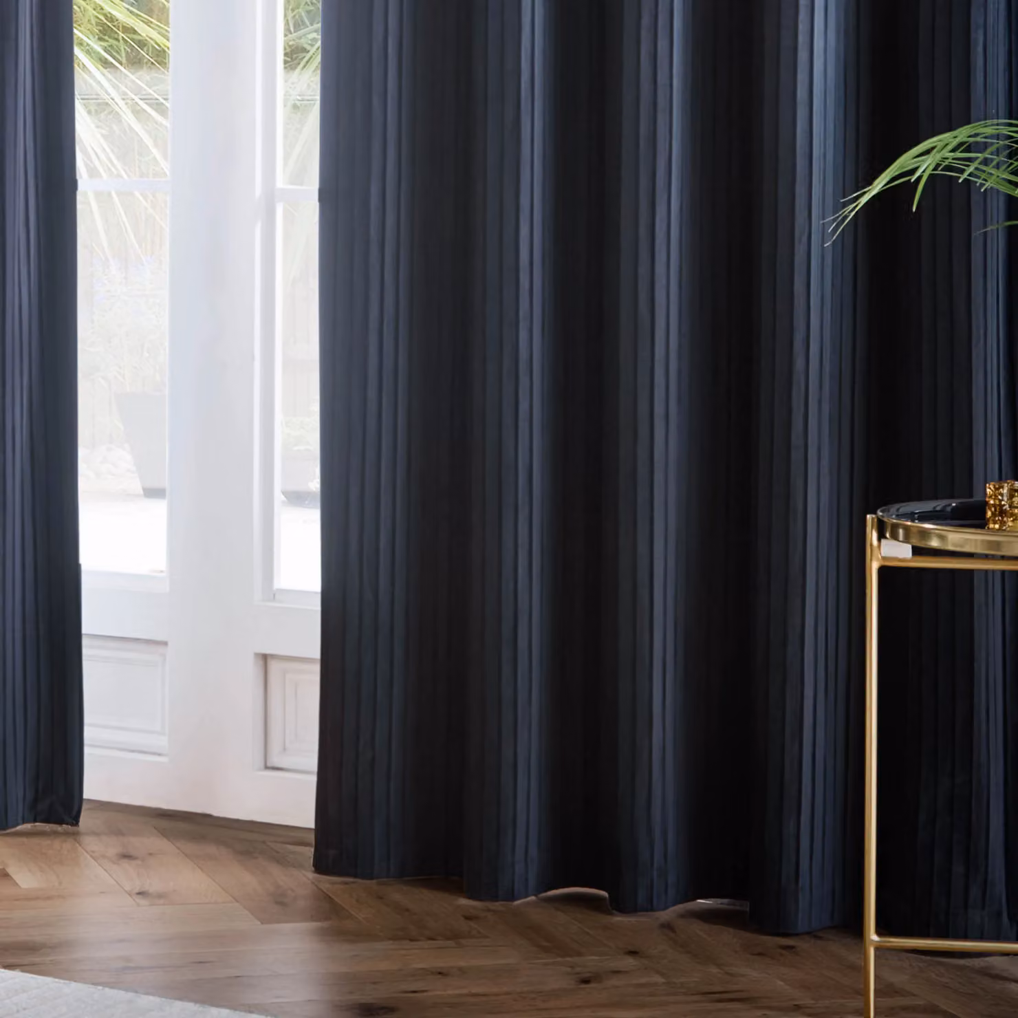 Paoletti Corinthian Velvet Room Darkening Eyelet Curtains, Blue, Width: 168 cm, Drop: 183 cm – 5