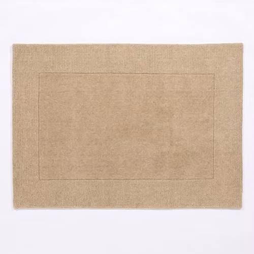 Mayfair Hand-Knotted Natural Wool Area Rug in Beige and Sand, W: 80 cm, D: 150 cm