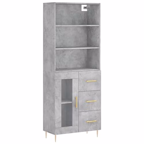 vidaXL Modern Freestanding Highboard in Grey, W/D/H: 69.5 x 34 x 180 cm