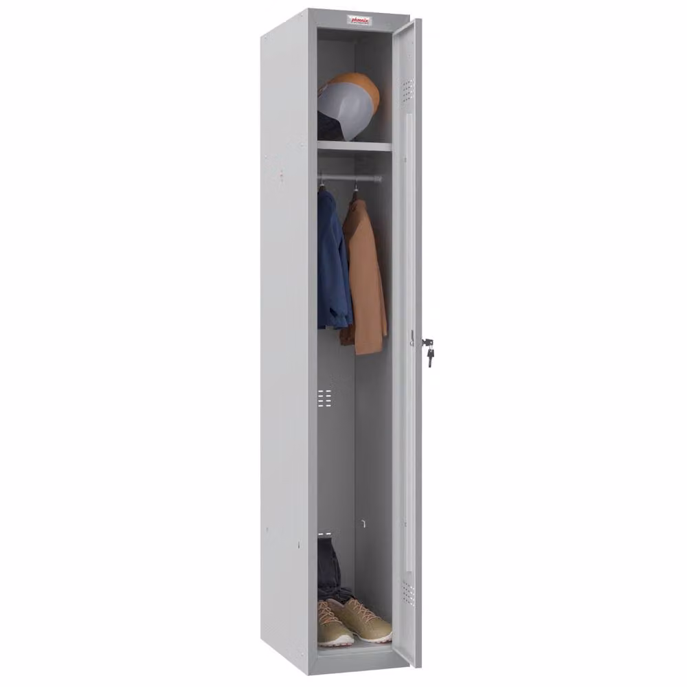Phoenix Safe Company PL1130GGK Personal Locker in Grey with Key Lock and Internal Shelving, H 180 cm x W 100 cm – 1
