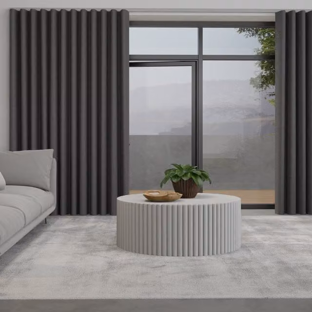 Terrys Made to Measure Wave Blackout Fabric Curtain in Anthracite Grey Satin