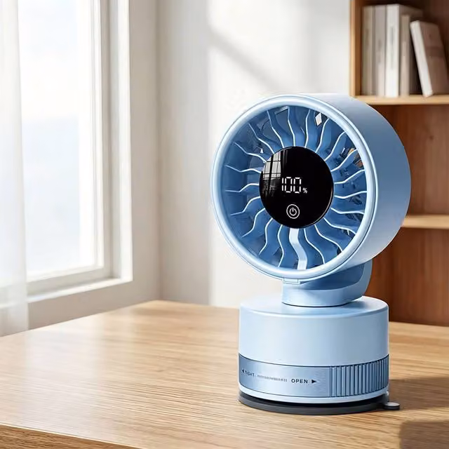 Quipulse Mini Portable Rechargeable Suction Cup Fan in Blue – 1