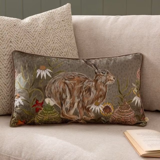 Wylder Floral Printed Chenille Rectangular Cushion in Green W: 50 cm, H: 30 cm, D: 30 cm