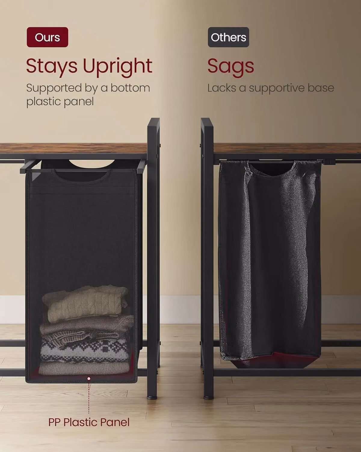 VASAGLE Laundry Sorter with 2 Compartments and Removable Bags, Black and Multicolour – 2