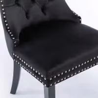 HomeTouch Taylor Set of 6 Black Velvet Kitchen Dining Chairs with Pull Knocker Ring and Oak Wood Frame – 2