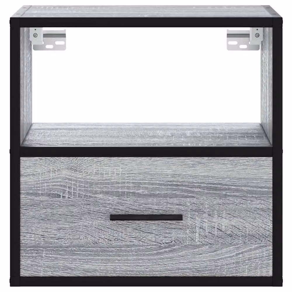 Berkfield Home Set of 2 Wall-mounted Bedside Cabinets in Grey Sonoma, W: 40 cm, D: 31 cm, H: 39.5 cm – 5