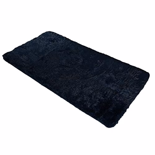OHS Sienna Fluffy Shaggy Rug in Blue, W/D/H: 150 x 80 x 1 cm