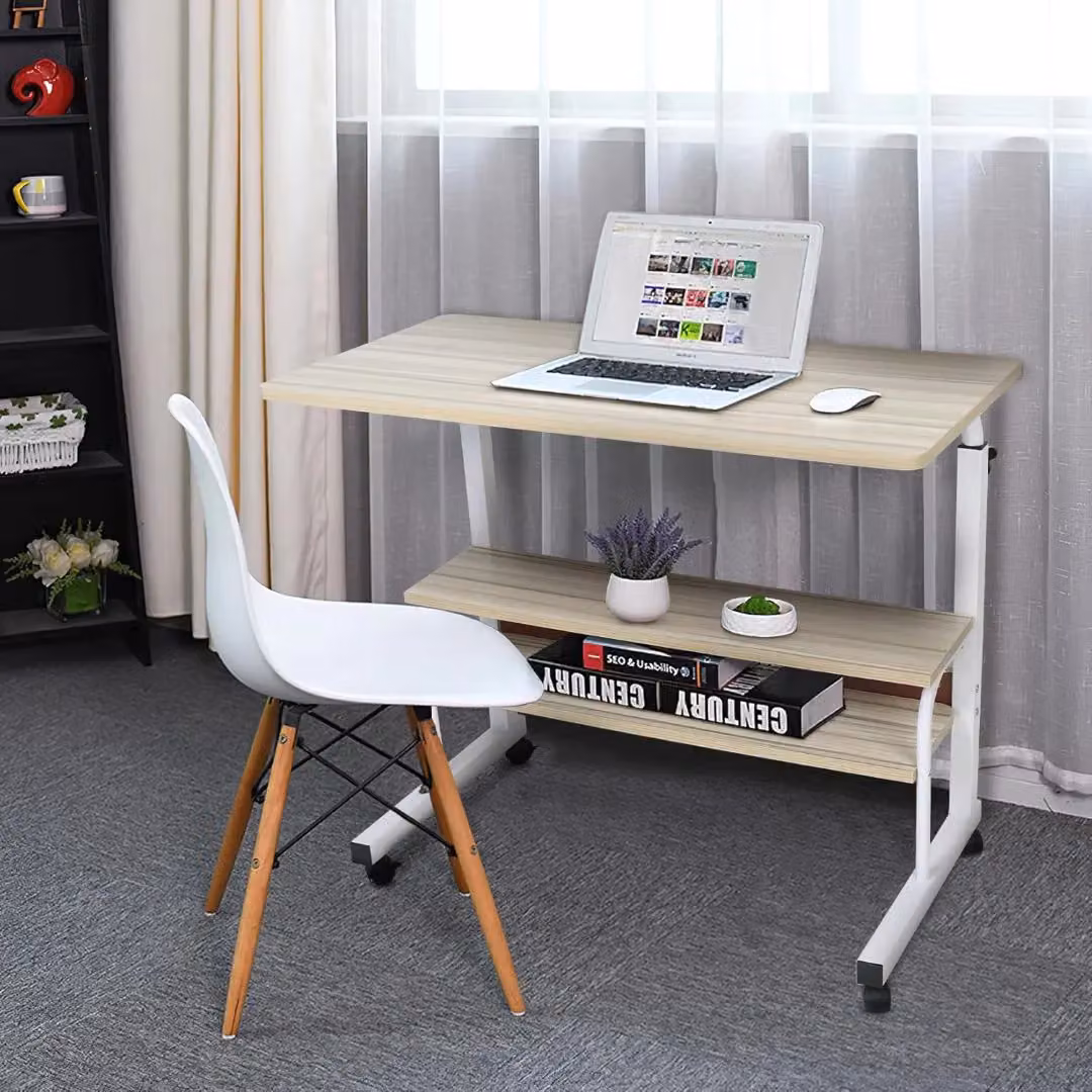 Hygrad Adjustable Portable Rolling Laptop Tray Table Desk in Brown and Black, W/D/H: 40 x 40 x 76-90 cm – 3