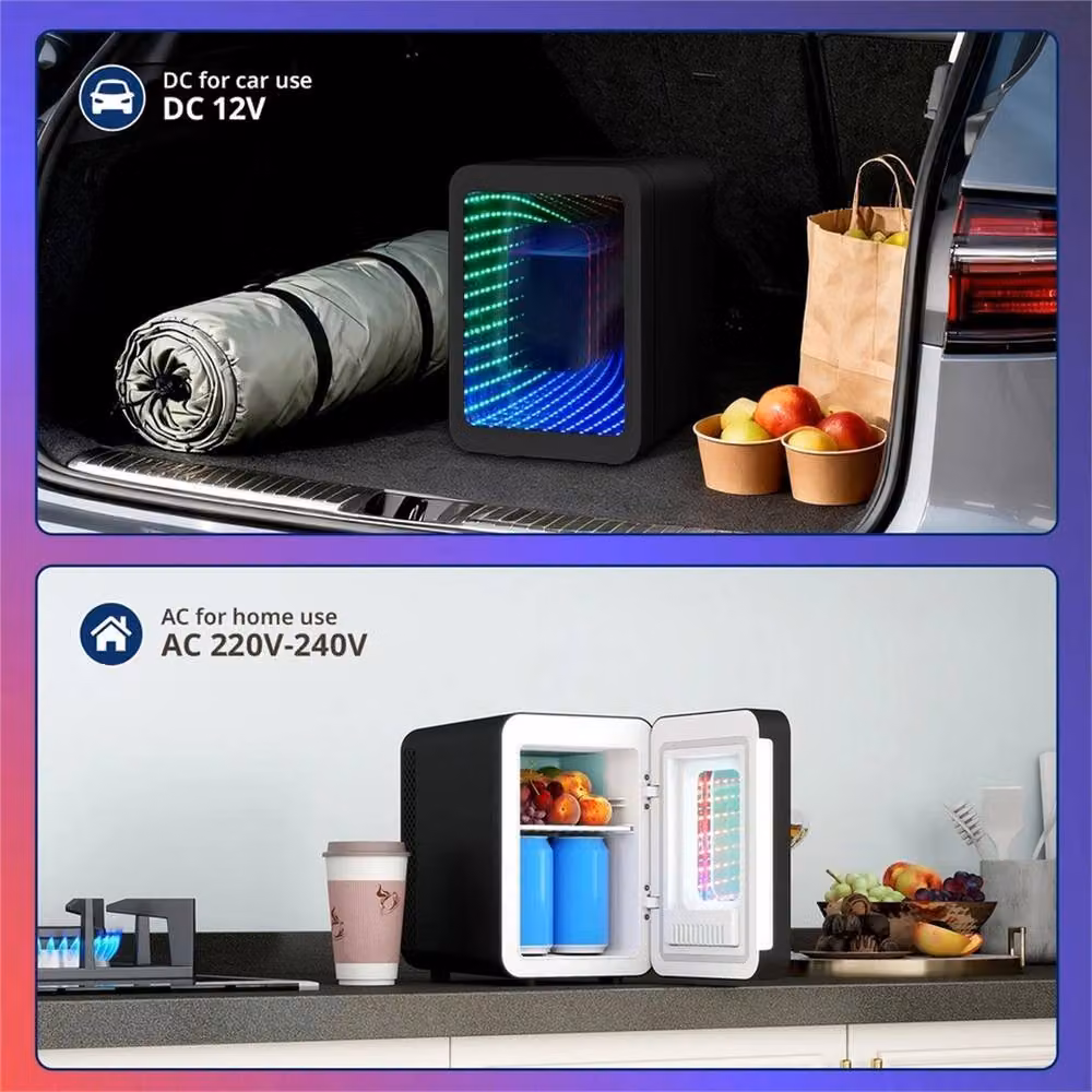 Kelvenix 4L Portable Mini Fridge with Mirror and RGB Light, Dual Cooling and Warming, Black – 2