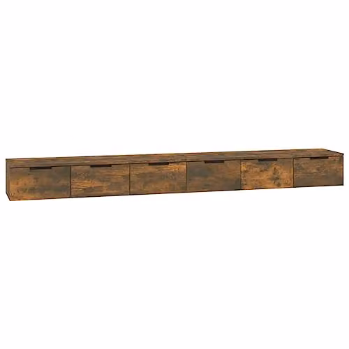 vidaXL Set of 2 Wall-Mounted Cabinets in Smoked Oak, W/D/H: 102 x 30 x 20 cm – 1