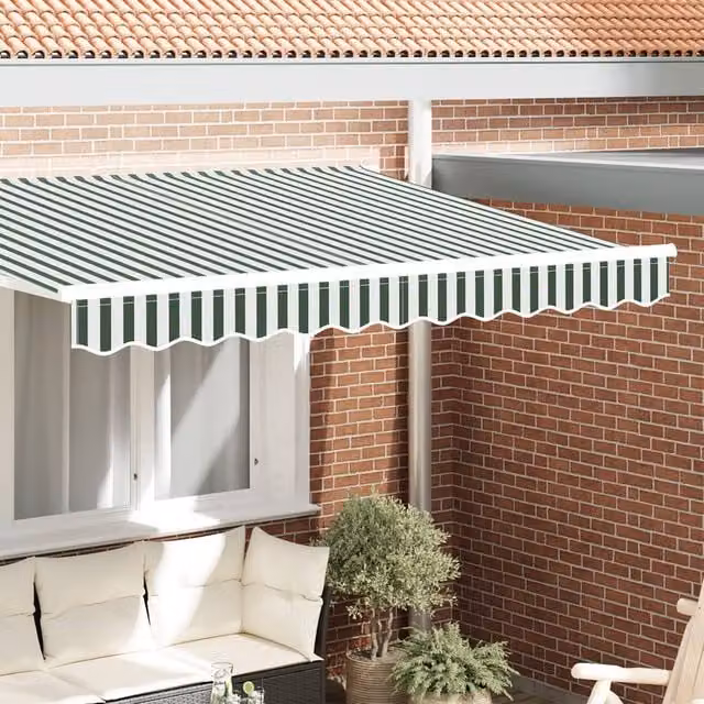 Berkfield Home Awning Valance for 3.5 m Frame, Green and White, W: 330 cm, H: 20 cm, D: 20 cm – 1
