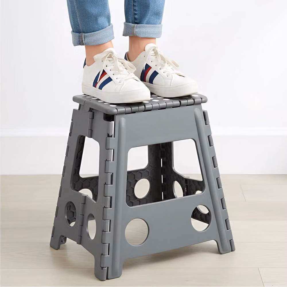 PAWNORA Tall Folding Step Stool in Grey, W/D/H: 32 x 40 x 39 cm – 5