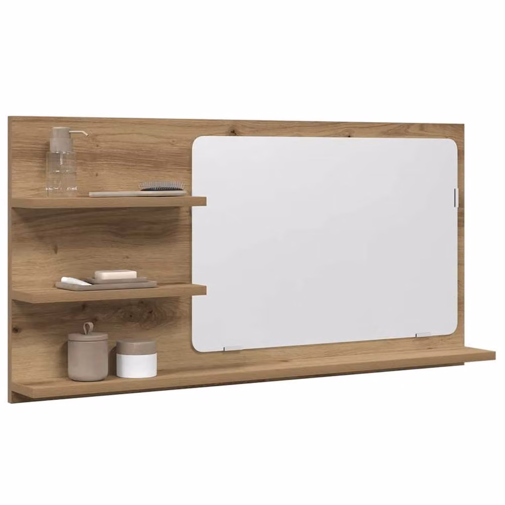 Berkfield Home Artisan Oak Bathroom Mirror Cabinet, Brown, W/D/H: 90 x 11 x 45 cm – 2