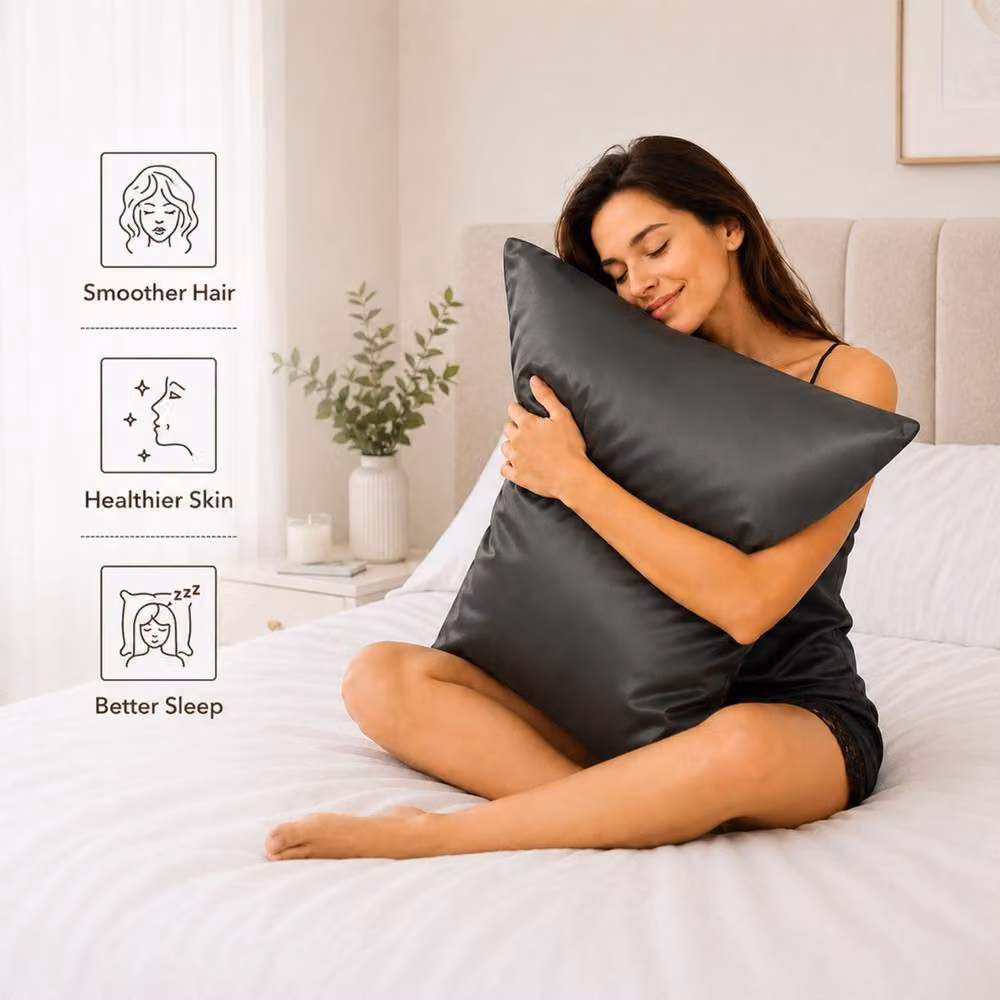 Pamposh Set of 6 Luxury Mako Satin Silk Pillowcases in Grey – 2