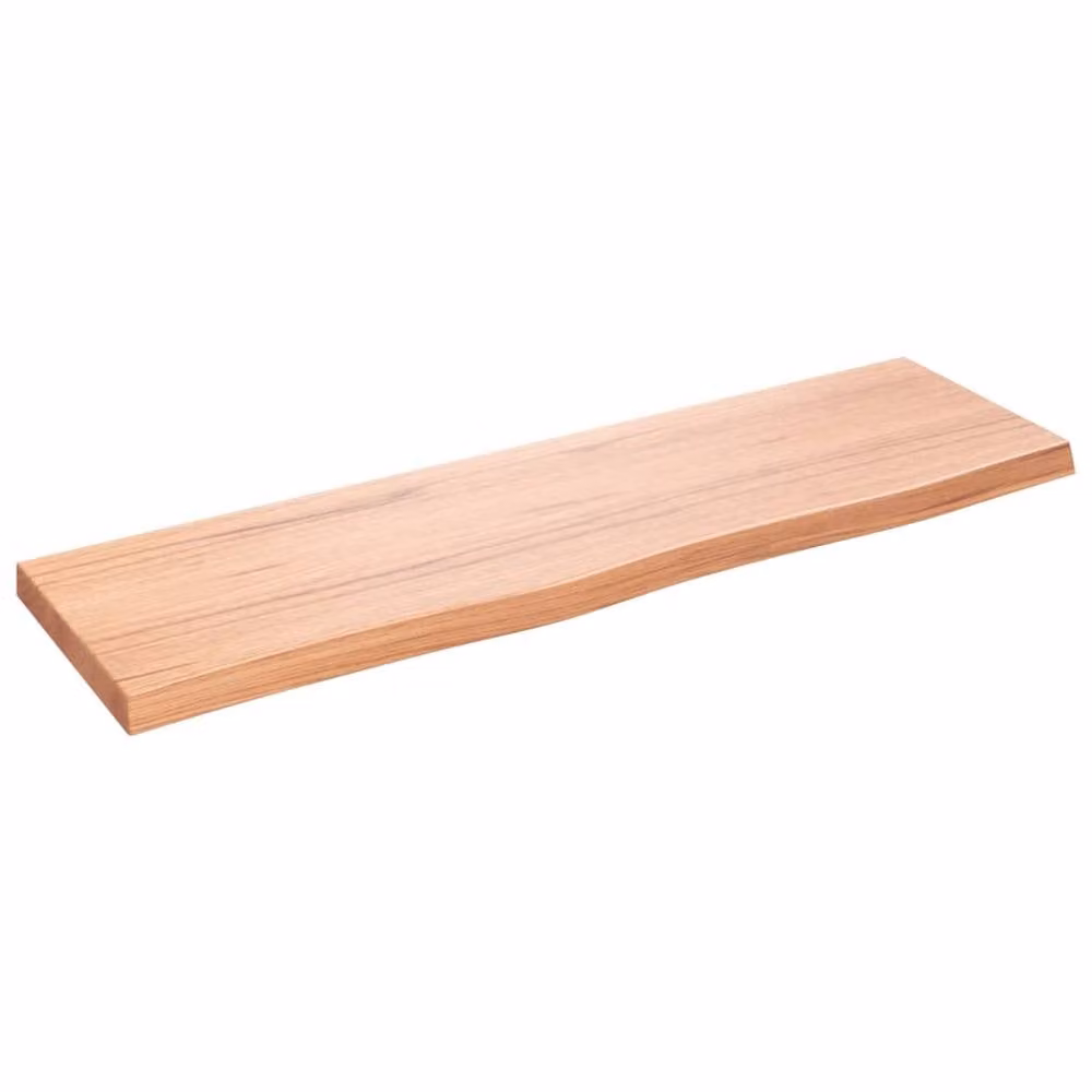 Berkfield Home Wall Mounted Oak Wood Shelf in Light Brown, W: 100 cm, D: 30 cm, H: 2-4 cm – 3