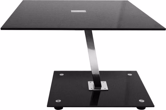 Orsina Modern Black Tempered Glass End Table with Silver Metal Frame, W/D/H: 42 x 65 x 65 cm – 4