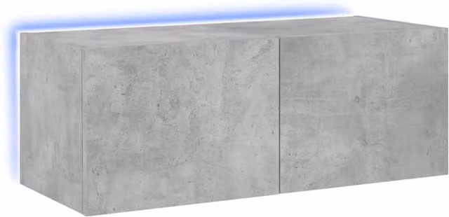Berkfield Home Modern Wall Mounted TV Cabinet with Integrated LED Lights in Matt Concrete Grey, W/D/H: 80 x 35 x 31 cm – 1