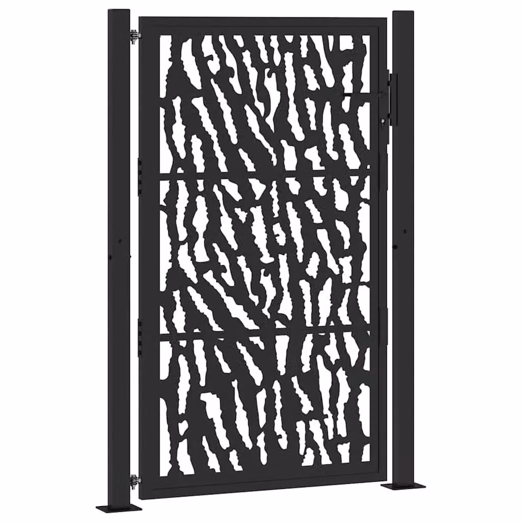 Berkfield Black Steel Garden Gate with Trace Design, W: 105 cm, H: 155 cm – 2