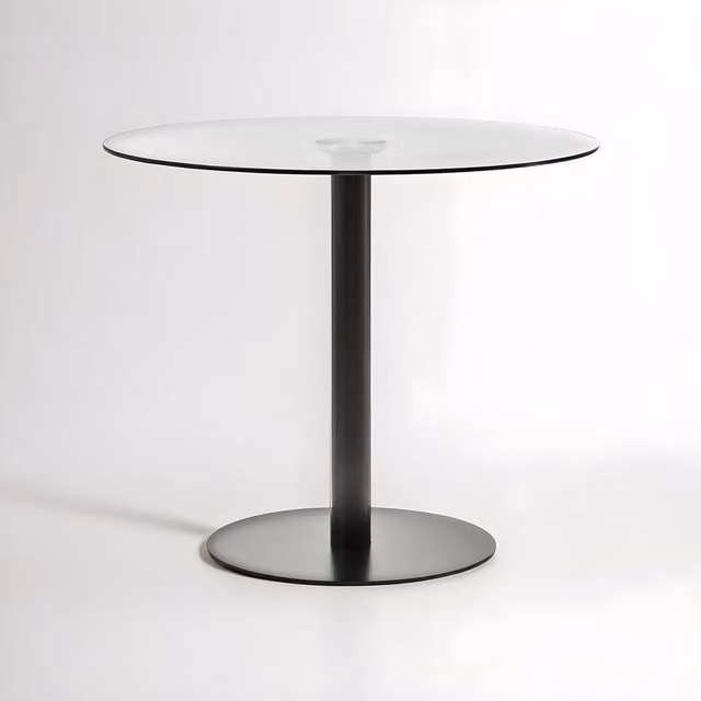 Orsina Metropolitan Round Glass and Matt Black Dining Table