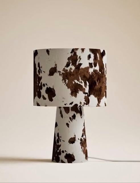 M&S Multicolour Fabric Cow Print Table Lamp