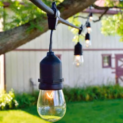 V-TAC Black Outdoor LED String Lights with 15 Sphere Sockets, 15m Length – 2