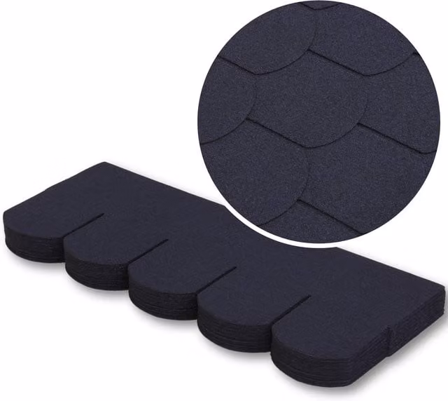 NOVECRAFTO 25 Piece Beavertail Asphalt Roof Shingles in Graphite with Fish Scales Design