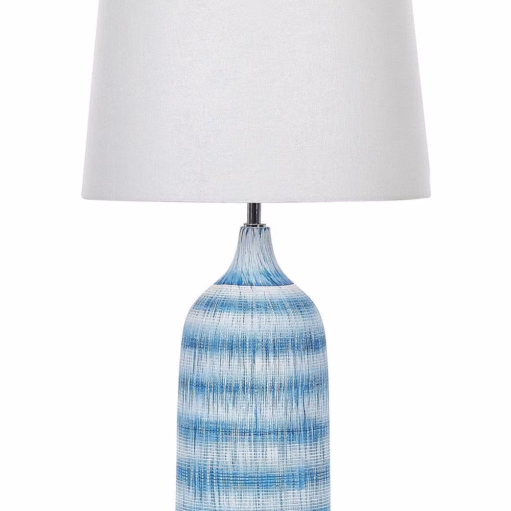Wyld and Coco Blue Ceramic Table Lamp with White Fabric Shade, Height: 66 cm – 2